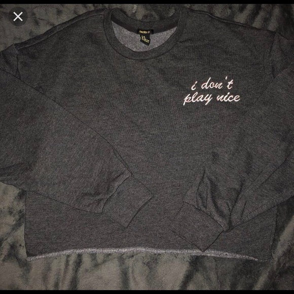 I Dont Play Nice Crop Sweatshirt - Picture 2 of 2